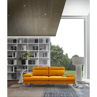 3-Sitzer CALIA ITALIA "Toby Wing, 208 cm breit, Designsofa, hochwertige Verarbeitungsdetails", gelb (ocra mario), B:208cm H:90cm T:113cm, Mikrofaser mit Nubuk Optik (100% Polyester), Sofas, inkl. Sitztiefenverstellung und Armteilfunktion, Füße in Schwarz matt