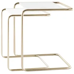 Thonet - JS. THONET a personal Interpretation by Jil Sander B 97 Nordic Satztisch-Set, Nickelsilver / Marmor glacier (2er-Set)