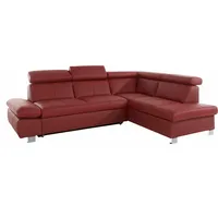 exxpo - sofa fashion Ecksofa »Happy, modern und bequem, L-Form«, inkl. Kopfteil- und Armlehnverstellung, wahlw. mit Bettfunktion, Leder rot