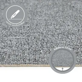 Andiamo Teppichboden ANDIAMO "Luton, Feinschlinge, Gesamthöhe 6 mm, Luxusklasse LC1", grau, B:400cm L:300cm, Kunstfaser, Teppiche, meliert, Breite 400 cm oder 500 cm, strapazierfähig & pflegeleicht