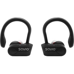 Savio TWS-03 Kabellose Bluetooth-Kopfhörer  Schwarz (keine Geräuschunterdrückung, 5 h, Kabellos), Kopfhörer, Schwarz