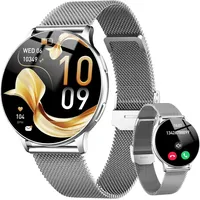 Smartwatch Damen, 1.32" AMOLED HD Fitness Tracker Telefonfunktion, Smart Watch Damen Pulsuhr Menstruationszyklus Schlafmonitor, 120+ Sportmodi Fitness Uhr, IP68 Wasserdicht für Android iOS Silbergrau