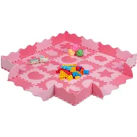 Relaxdays Puzzlematte 52-teilig, EVA Schaumstoff, schadstofffrei, 1,4 m2, Spielmatte mit Rand, versch. Motive, pink/rosa