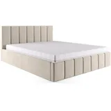 FEDVE Polsterbett Doppelbett Pesaro Bett Bettkasten 140x200 cm Creme - Creme