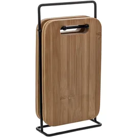 5five simply smart Bambus-Schneidebretter 4er-Set mit Metall-Ständer