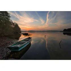 Fototapete PAPERMOON "Boot im Wasser", bunt, B:4,00m L:2,60m, Vlies, Tapeten