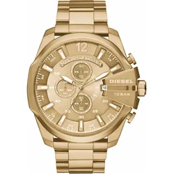 Chronograph DIESEL "MEGA CHIEF", gold (goldfarben), Armbanduhren, Herren, Quarzuhr, Armbanduhr, Herrenuhr, Stoppfunktion, Edelstahlarmband