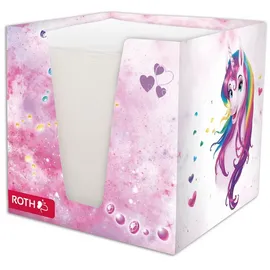 ROTH Notizklotz, 9 x 9 cm, weiß, Motiv Einhornportrait