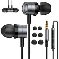 Geräuschisolierende In-Ear-Kopfhörer mit Kabel und Mikrofon, kabelgebundene 3,5-mm-Klinken-Kopfhörer mit Lautstärkeregler Kompatibel mit smart phone, Android, MP3, den meisten 3,5-mm-Audiogeräten