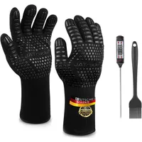 JATrade Grillhandschuhe inkl. Grillthermometer & Marinierpinsel, Back- & Ofenhandschuhe