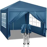 Woltu Faltpavillon 3 x 2,6 m inkl. 4 Seitenteile Blau