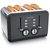 Arendo Toaster für 4 Scheiben, 1630 W, Automatik, Edelstahl, Wärmeisolierendes Doppelwandgehäuse, grau