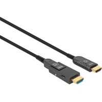 Manhattan Aktives optisches High Speed HDMI-Glasfaserkabel mit abnehmbarem Stecker, HDMI-Micro-D Stecker 20m Schwarz 355513 HDMI-fähig, H