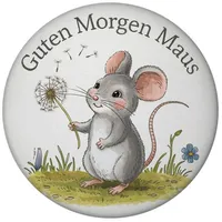 Speecheese Maus mit Löwenzahn - Guten Morgen Magnet Runder
