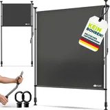 tillvex® Klemmmarkise Senkrechtmarkise 120x310cm Anthrazit mit Handkurbel ohne Bohren | Sichtschutz Ausziehbar & Blickdicht | Vertikalmarkise Balk... - Dunkelgrau