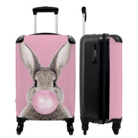 NoBoringSuitcases.com® Koffer Handgepäck - Kabinentrolley, Leichtgewicht, 4 Rollen, mit Kaninchenmotiv, Zahlenschloss, UV-beständig, 55cm-35cm-20cm