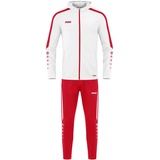 Jako Kinder Trainingsanzug Polyester Power mit Kapuze, Weiß/Rot, 152