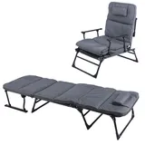 Mojawo 2 in 1 Gartenliege Ruheliege Sanitätsliege Liegebett Gästebet Relaxsessel Ruhesessel ANTHRAZIT mit Polster inkl. Kopfkissen