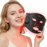 XSSNVV LED Maske Gesicht, Kabellos Lichttherapie Gesichtsmaske mit 4 Modi, für Anti-Aging,Hautklärung, Entzündungshemmend, Beruhigend, rote/blau LED, Aufladbar Rotlichtlampe LED Gesichtsmaske