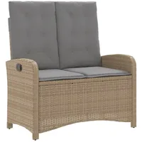Furnicato Gartenbank Verstellbar mit Kissen Beige Poly Rattan