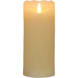 LED Echtwachskerze Elfenbein 6 Stunden Timerfunktion H 12 cm unbewegliche Flamme