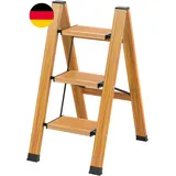 KULACO Klappleiter, Trittleiter 3 Stufen Klappbar, Aluminium Klapptritt, Tragbar
