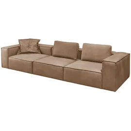 KAWOLA Sofa CARMO 4-Sitzer Leder taupe