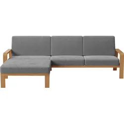 Ecksofa SIT & MORE "Kolding L-Form", grau, B:264cm H:91cm T:178cm, 100% Polyester, Sofas, Armlehnen aus eichefarbigem Buchenholz, verschiedene Bezüge und Farben