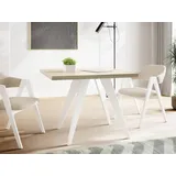 WFL GROUP Esstisch Quadro ausziehbar quadratisch loft mit weißen Holzbeinen (MADE IN EU, erhältlich in zwei Größen – 100/100 cm, ausziehbar auf 150/200 cm), platzsparender Tisch für kleine Küche, Esszimmer oder Wohnzimmer braun