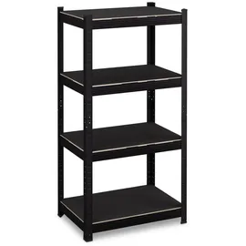 Relaxdays Schwerlastregal, HxBxT 120x60x40 cm, 1000 kg, 4 Ebenen, Stahl, Lagerregal Keller, Garage, zum Stecken, schwarz