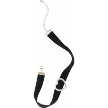 FIRETTI Choker "aus schwarzem Samt mit Herz Element", schwarz (schwarz, gelbgoldfarben, kristallweiß), Halsketten, Damen, Baumwolle Metall Polyurethan, L: 40,5, Baumwolle, Metall, Polyurethan, mit Glasstein