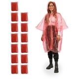 relaxdays Regenponcho Einweg Regenponcho 13er Set Rot rot