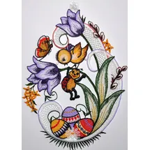 Stickereien Plauen Fensterbild STICKEREIEN PLAUEN "Fensterbild Ostern" Gr. 1, bunt, B:22cm H:32cm, Polyester, Fensterbilder, Echte Plauener Spitze