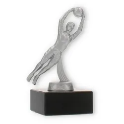 Pokal Metallfigur Torwart silbermetallic auf schwarzem Marmorsockel 14,0cm