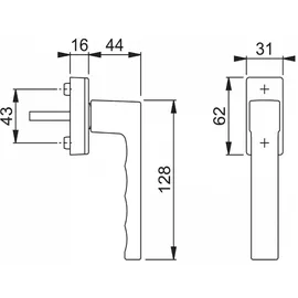 HOPPE Fenstergriff 0737/US947,Stand.,eck,7/32-42,F9