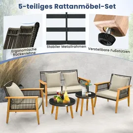 Costway Polyrattan Set 5-tlg. Braun