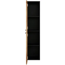 Badplaats Saturnus Hochschrank 35 x 130 cm Schwarz/Eiche Holz