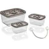 CASO Design Vakuum-Frischebehälter rechteckig schwarz 14,5 x 20 x 9,5 cm 1,5 l 3-teiliges Set