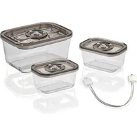CASO Design Vakuum-Frischebehälter rechteckig schwarz 14,5 x 20 x 9,5 cm 1,5 l 3-teiliges Set