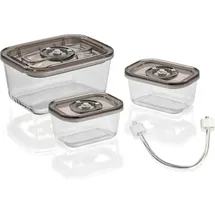 CASO Design Vakuum-Frischebehälter rechteckig schwarz 14,5 x 20 x 9,5 cm 1,5 l 3-teiliges Set
