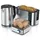 Arendo 3-teiliges Frühstücksset, Wasserkocher 1,5L, Langschlitz Toaster 4-Scheiben , 8er Eierkocher, Silber