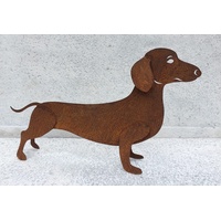 Gartenfigur Hund 3D Dackel Bodo 48x28cm Edelrost Gartendeko Wetterfest Rost Metall Rostfigur Hunde Figur Tier von Steinfigurenwelt