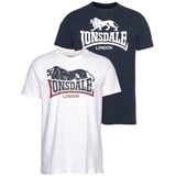 Lonsdale Herren T-Shirt normale Passform Doppelpack LOSCOE