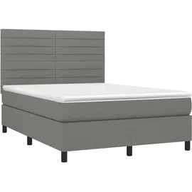 vidaXL Boxspringbett 140 x 200 cm LED Dunkelgrau