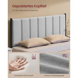 VASAGLE Polsterbett 140 x 200 cm Grau