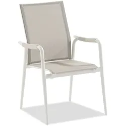 Niehoff Costa Hochlehner Aluminium/Textilene Ivory/Taupe stapelbar - Ivory