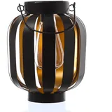 MARELIDA LED Solar Laterne schwarz gold 21cm Lichtsensor Garten Solarleuchte Solarlampe
