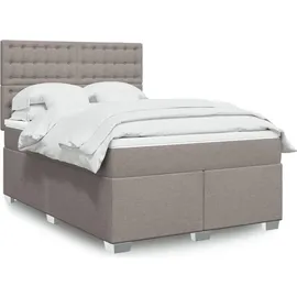 vidaXL Boxspringbett mit Matratze Taupe 140x200 cm Stoff