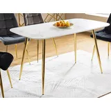Esstisch Küchentisch Ceres 140x80cm weiß Marmor Gold - Gold/Weiß