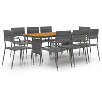 vidaXL 9-tlg. Garten-Essgruppe Poly Rattan Grau